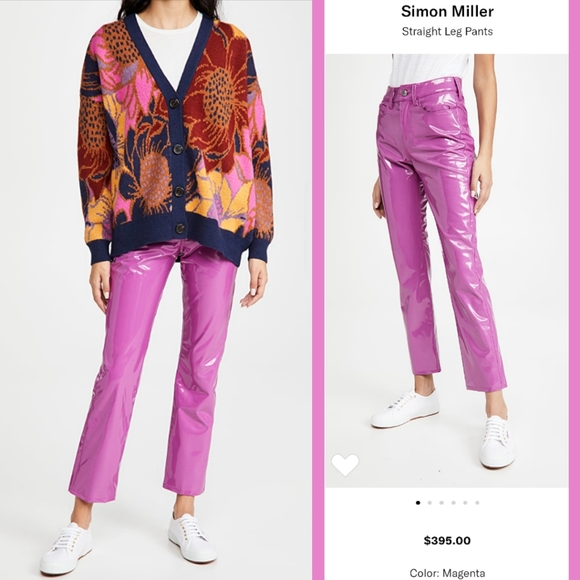 Simon Miller Denim - Simon Miller Vegan Patent Leather Straight Leg Pant in Magenta Purple NEW
